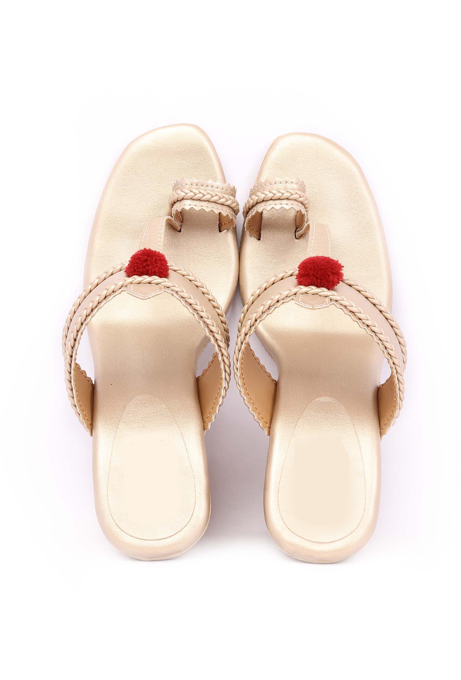 Golden Cruelty-Free Leather Heeled Sandals