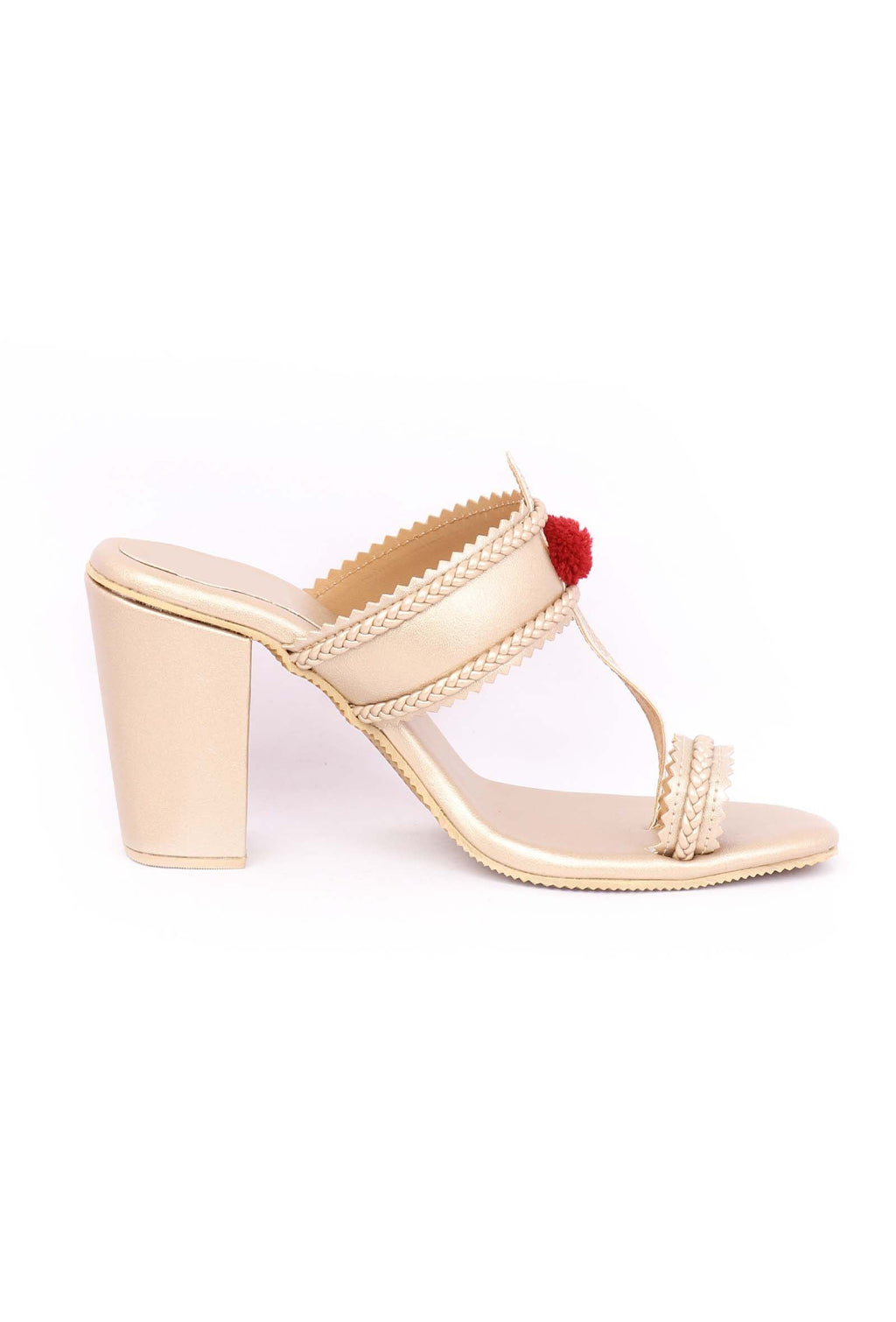 Golden Cruelty-Free Leather Heeled Sandals