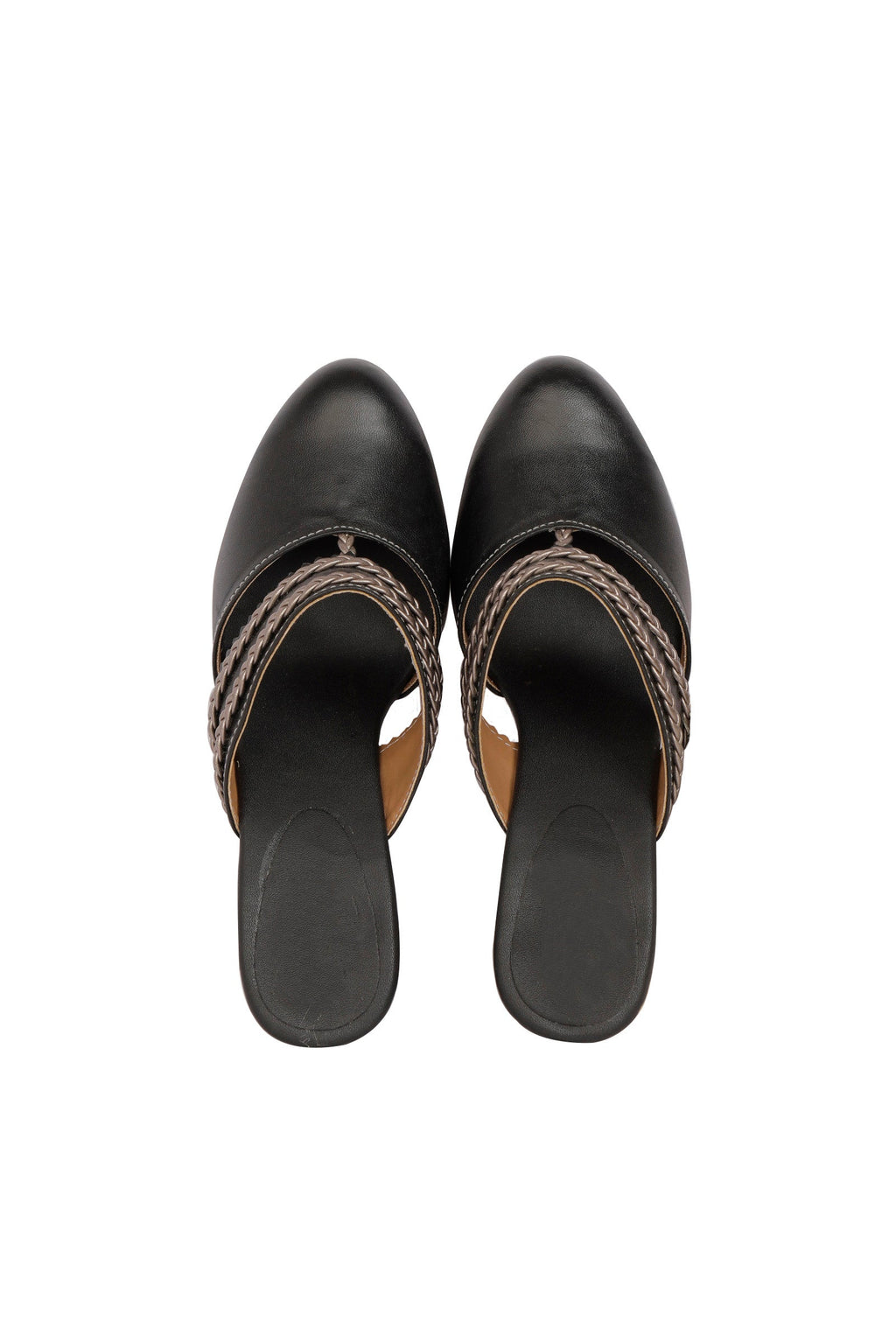 Black Chandini Braided Block Heels