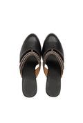 Black Chandini Braided Block Heels